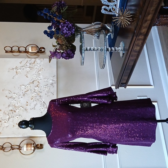 New Vince Camuto Dazzling Purple Shift Cocktail Mini Dress. Size XS - Picture 11 of 17
